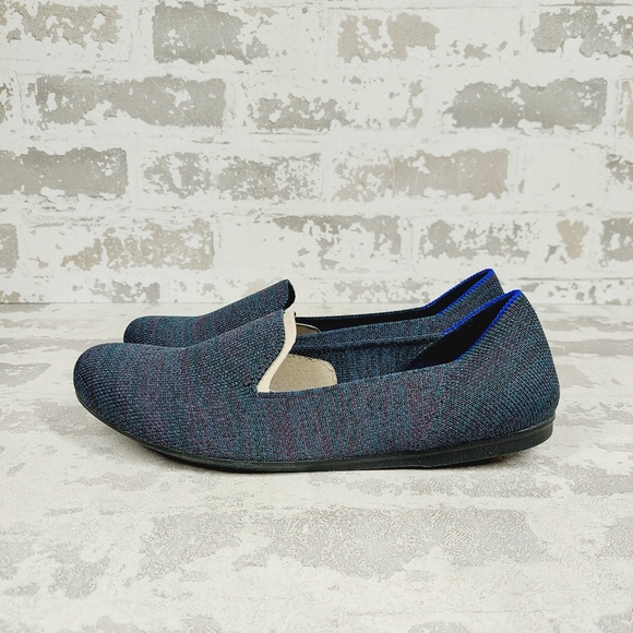 New Rothy's The Flat Black Knit Round Toe Slip On Loafers V650